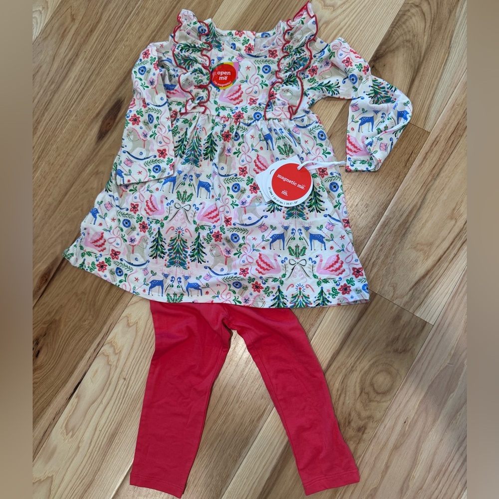 Magnetic Me- whimsical Christmas twirl with leggings-NWT